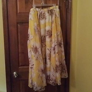 Yellow floral maxi skirt lined